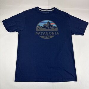 Patagonia Shirt Mens S Blue Short Sleeve Crewneck Regular Fit Organic Fair Trade